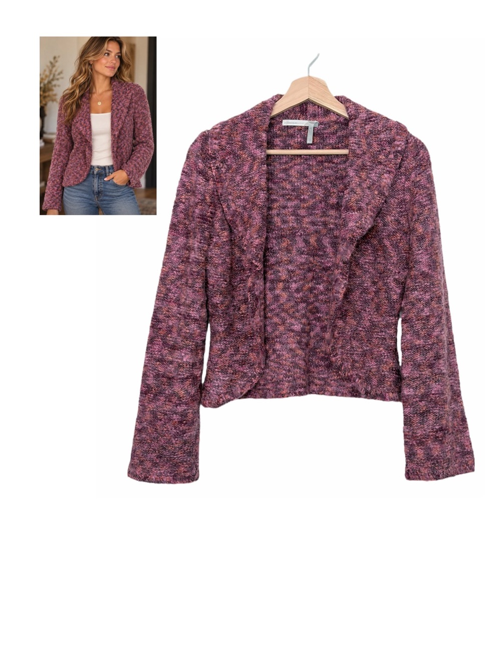 Classiques Entier Mohair Blend Cardigan Sweater Pinks and Purples Size Medium